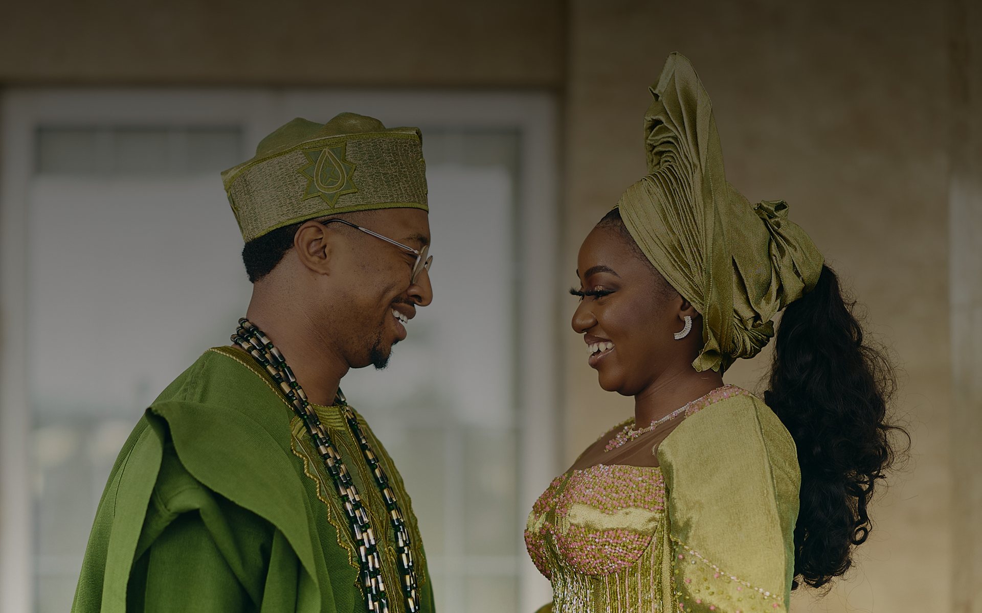 Nigerian couple in traditional wedding attire